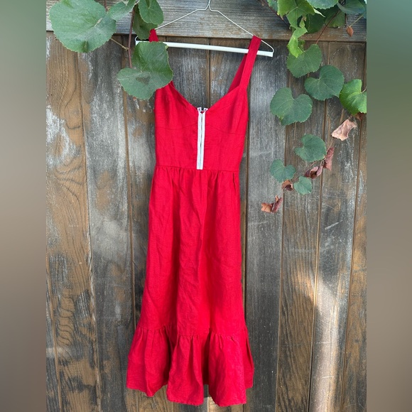 Reformation red linen midi dress - Picture 1 of 5